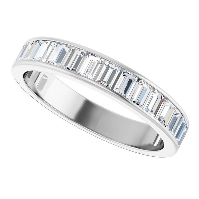14K Gold Straight Baguette Lab-Grown Diamond Channel-Set Anniversary Band – 3x2 mm Stones - White Gold - view 5
