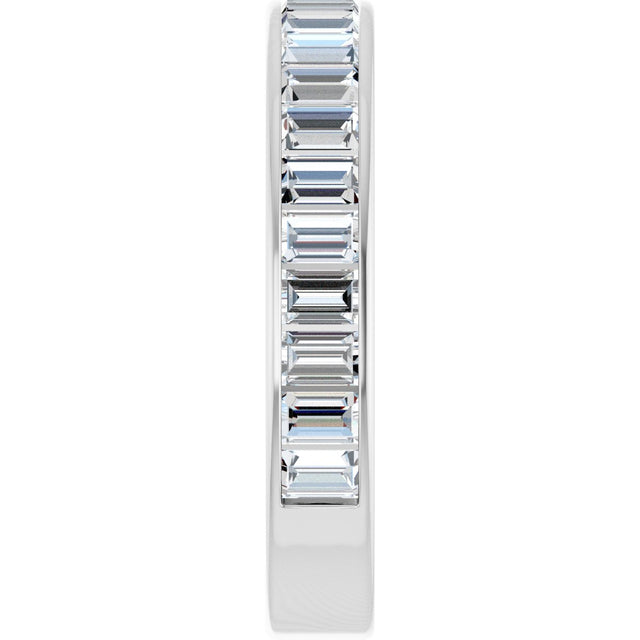 14K Gold Straight Baguette Natural Diamond Channel-Set Anniversary Band – 3x2 mm Stones - White Gold - view 4