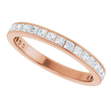 14K Gold Square Natural Diamond Channel-Set Anniversary Band – 2.5x2.5 mm Stones - Rose Gold - view 5