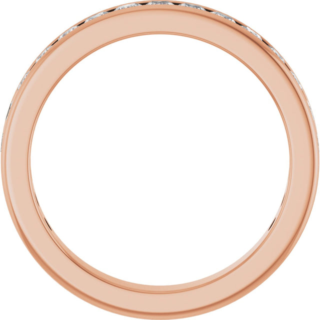 14K Gold Square Lab-Grown Diamond Channel-Set Anniversary Band – 1.75x1.75 mm Stones - Rose Gold - view 2