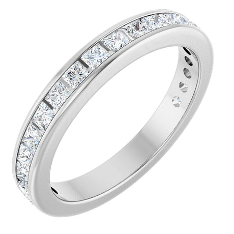 14K Gold Square Lab-Grown Diamond Channel-Set Anniversary Band – 1.75x1.75 mm Stones - White Gold