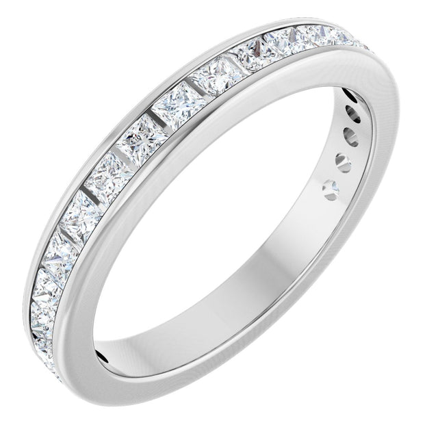 14K Gold Square Natural Diamond Channel-Set Anniversary Band – 1.75x1.75 mm Stones - White Gold