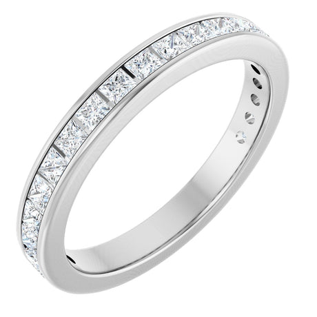 14K Gold Square Lab-Grown Diamond Channel-Set Anniversary Band – 2x2 mm Stones - White Gold