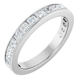 14K Gold Square Natural Diamond Channel-Set Anniversary Band – 3x3 mm Stones - White Gold