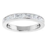 14K Gold Square Lab-Grown Diamond Channel-Set Anniversary Band – 3x3 mm Stones - White Gold - view 3