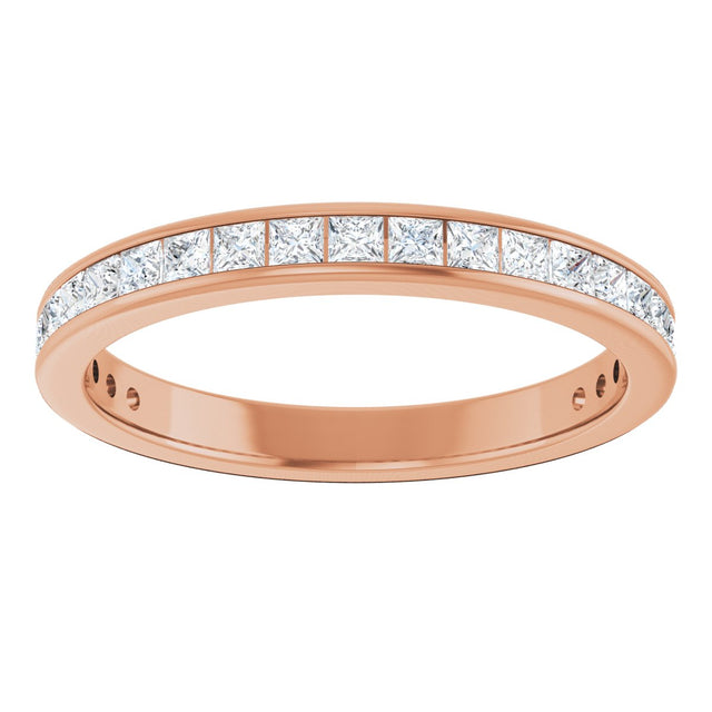 14K Gold Square Lab-Grown Diamond Channel-Set Anniversary Band – 2x2 mm Stones - Rose Gold - view 3