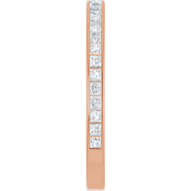 14K Gold Square Lab-Grown Diamond Channel-Set Anniversary Band – 2x2 mm Stones - Rose Gold - view 4