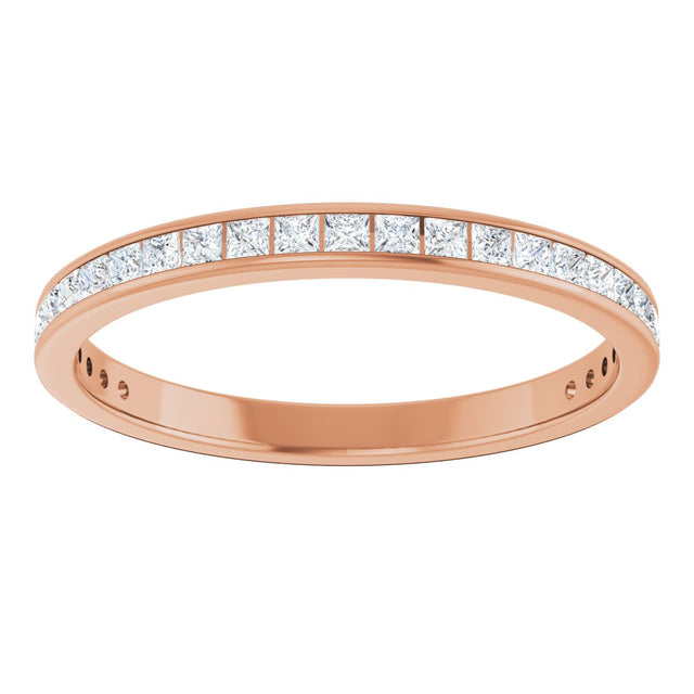 14K Gold Square Lab-Grown Diamond Channel-Set Anniversary Band – 2x2 mm Stones - Rose Gold - view 3