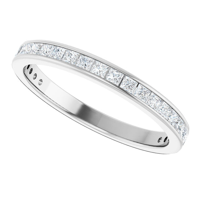 14K Gold Square Lab-Grown Diamond Channel-Set Anniversary Band – 2x2 mm Stones - White Gold - view 5