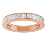 14K Gold Square Natural Diamond Channel-Set Anniversary Band – 2.5x2.5 mm Stones - Rose Gold - view 3