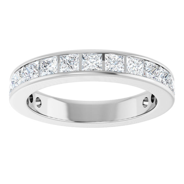 14K Gold Square Lab-Grown Diamond Channel-Set Anniversary Band – 2.5x2.5 mm Stones - White Gold - view 3