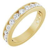 14K Gold Round Natural Diamond Channel-Set Anniversary Band – 2.5 mm Stones - Yellow Gold