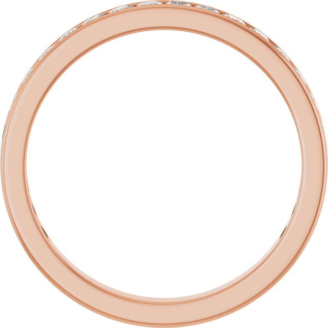 14K Gold Square Lab-Grown Diamond Channel-Set Anniversary Band – 2.25x2.25 mm Stones - Rose Gold - view 2