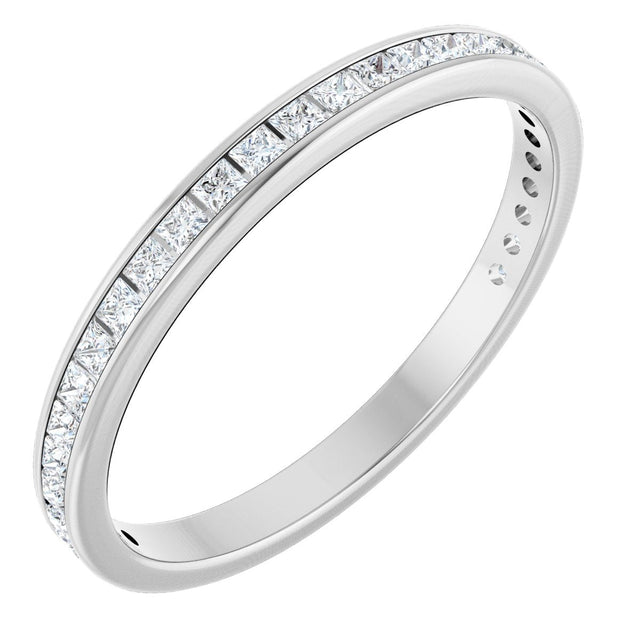 14K Gold Square Natural Diamond Channel-Set Anniversary Band – 1.75x1.75 mm Stones - White Gold