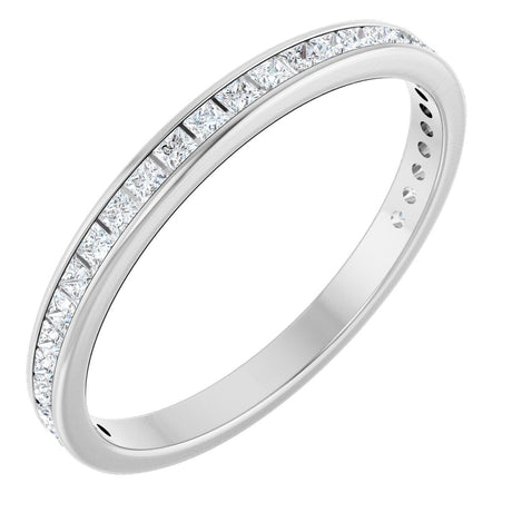 14K Gold Square Lab-Grown Diamond Channel-Set Anniversary Band – 1.75x1.75 mm Stones - White Gold