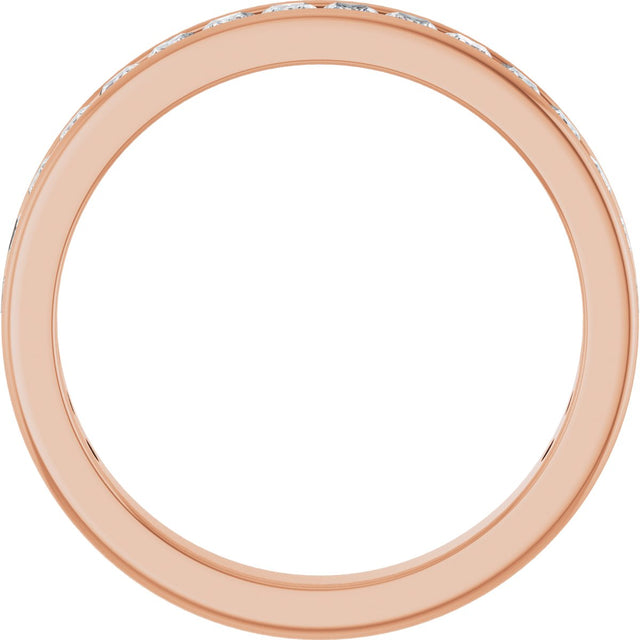 14K Gold Square Lab-Grown Diamond Channel-Set Anniversary Band – 2x2 mm Stones - Rose Gold - view 2