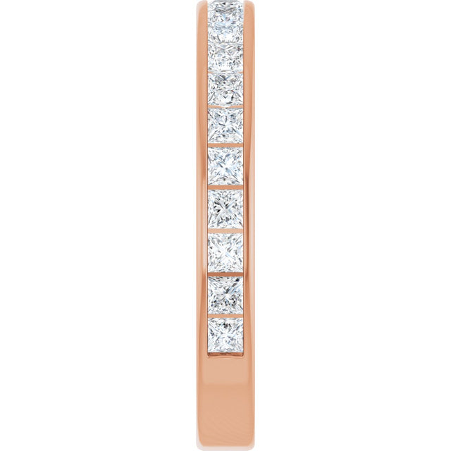14K Gold Square Lab-Grown Diamond Channel-Set Anniversary Band – 2x2 mm Stones - Rose Gold - view 4