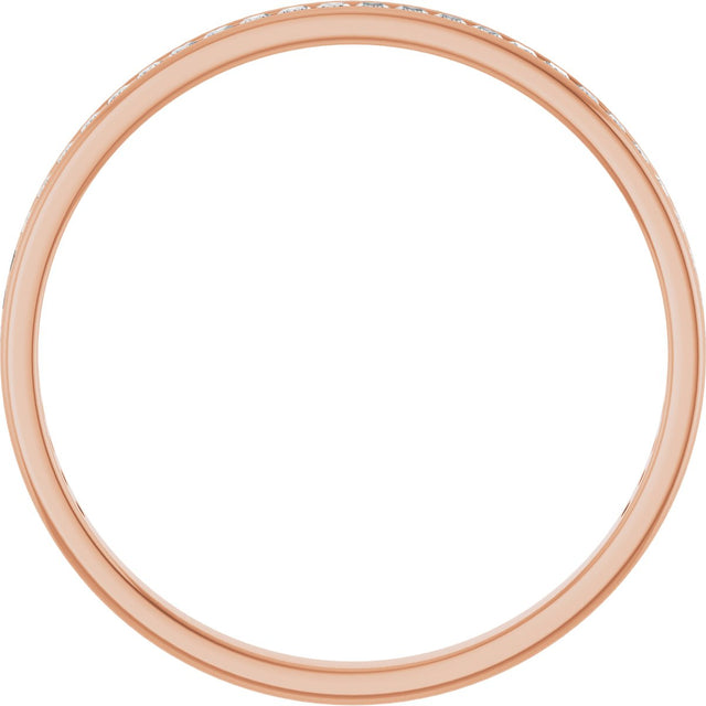 14K Gold Square Natural Diamond Channel-Set Anniversary Band – 1.5x1.5 mm Stones (3/4 CTW) - Rose Gold - view 2