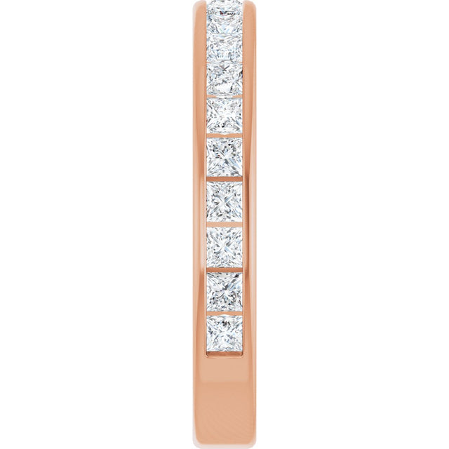 14K Gold Square Lab-Grown Diamond Channel-Set Anniversary Band – 1.75x1.75 mm Stones - Rose Gold - view 4