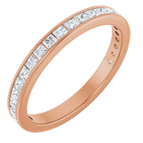 14K Gold Square Lab-Grown Diamond Channel-Set Anniversary Band – 2x2 mm Stones - Rose Gold
