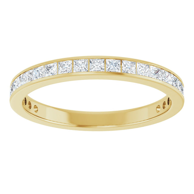 14K Gold Square Lab-Grown Diamond Channel-Set Anniversary Band – 2.5x2.5 mm Stones (2 1/3–2 3/8 CTW) - Yellow Gold - view 3