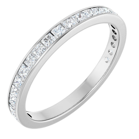 14K Gold Square Lab-Grown Diamond Channel-Set Anniversary Band – 2.5x2.5 mm Stones (2 1/3–2 3/8 CTW) - White Gold