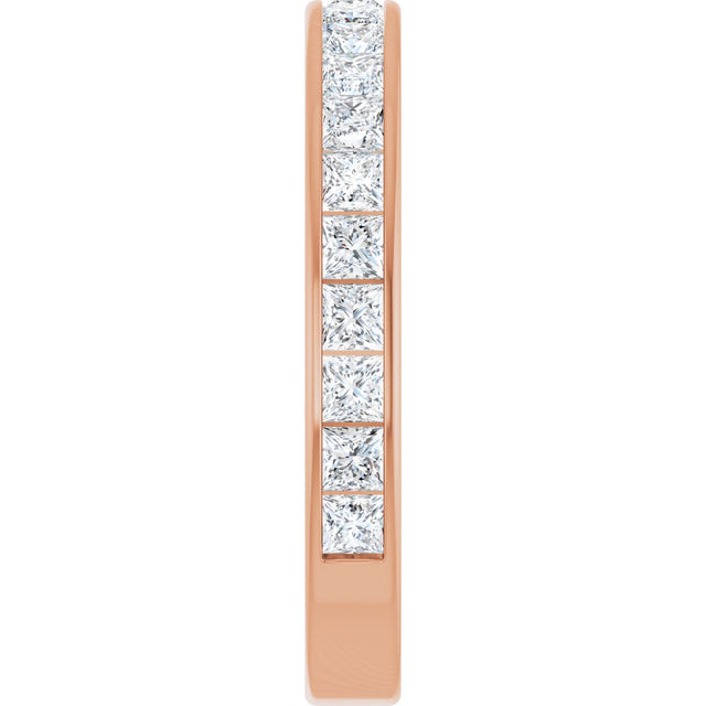 14K Gold Square Lab-Grown Diamond Channel-Set Anniversary Band – 2.25x2.25 mm Stones - Rose Gold - view 4