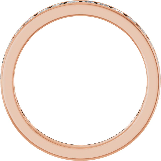 14K Gold Square Natural Diamond Channel-Set Anniversary Band – 2.5x2.5 mm Stones - Rose Gold - view 2