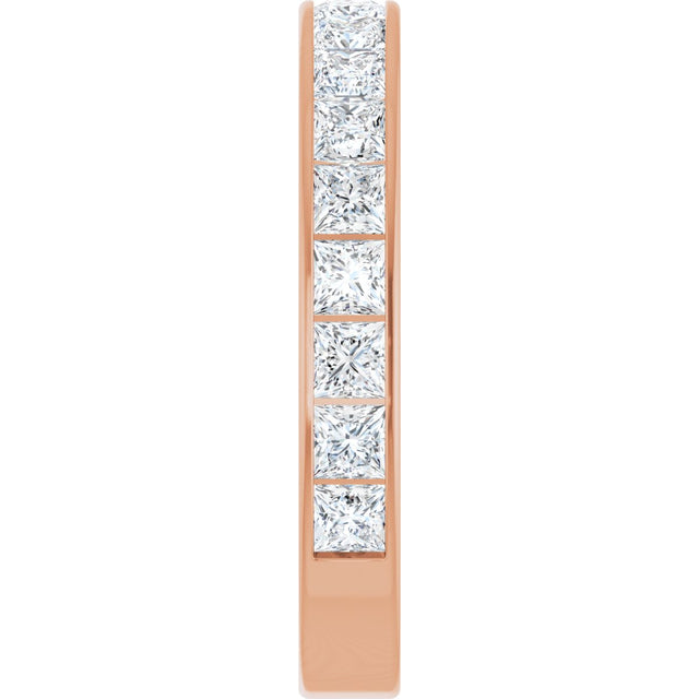 14K Gold Square Lab-Grown Diamond Channel-Set Anniversary Band – 3x3 mm Stones - Rose Gold - view 4