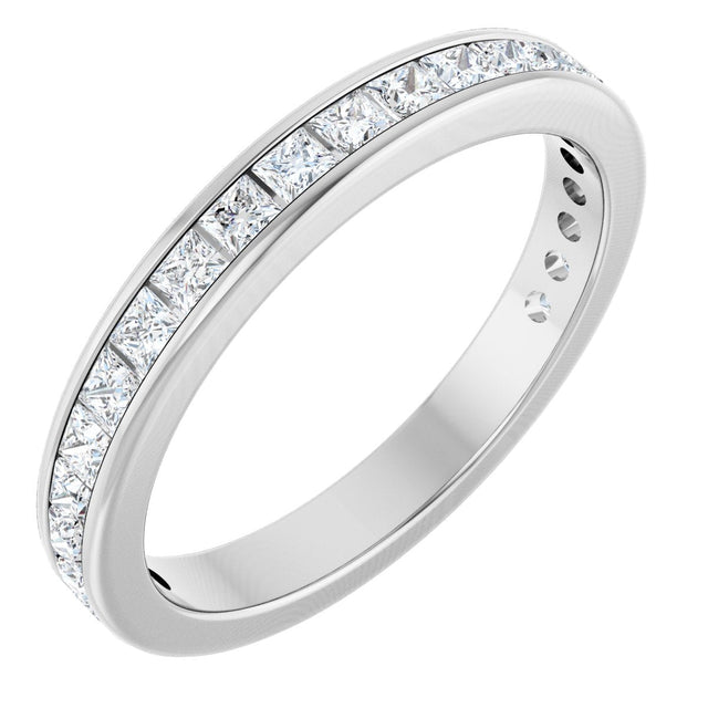 14K Gold Square Natural Diamond Channel-Set Anniversary Band – 1.75x1.75 mm Stones - White Gold