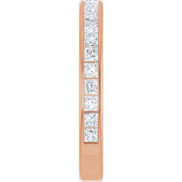 14K Gold Square Natural Diamond Channel-Set Anniversary Band – 1.75x1.75 mm Stones - Rose Gold - view 4
