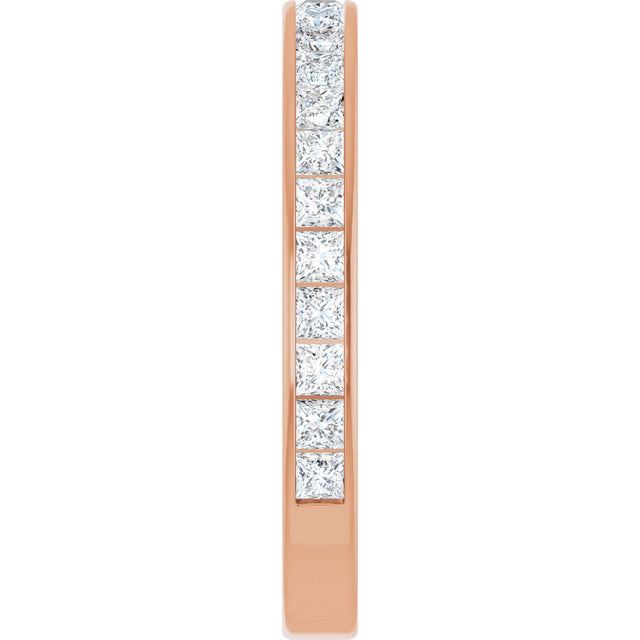 14K Gold Square Lab-Grown Diamond Channel-Set Anniversary Band – 2.25x2.25 mm Stones - Rose Gold - view 4
