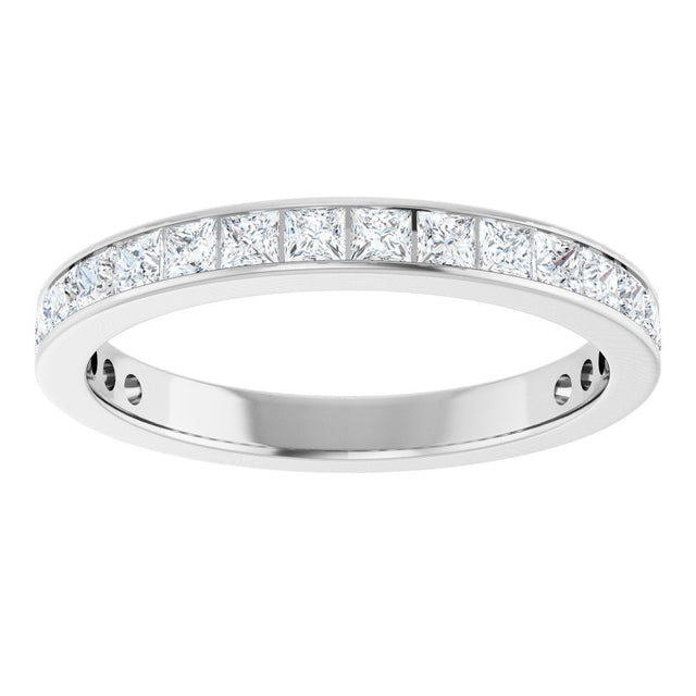 14K Gold Square Natural Diamond Channel-Set Anniversary Band – 3x3 mm Stones (3 5/8 CTW) - White Gold - view 3