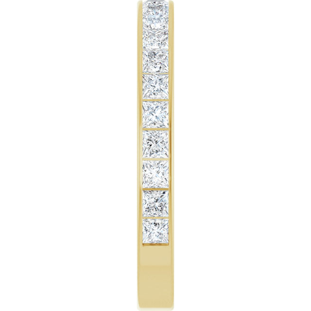 14K Gold Square Natural Diamond Channel-Set Anniversary Band – 3x3 mm Stones (3 5/8 CTW) - Yellow Gold - view 4