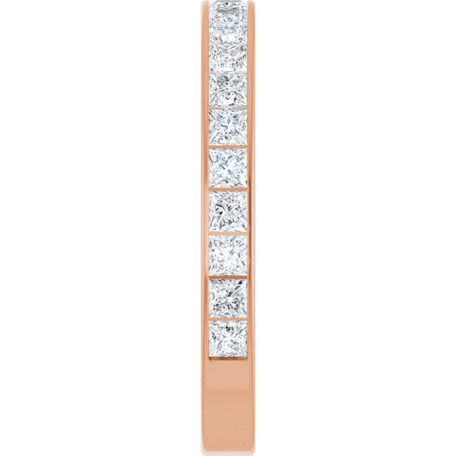 14K Gold Square Lab-Grown Diamond Channel-Set Anniversary Band – 3x3 mm Stones (3 5/8 CTW) - Rose Gold - view 4