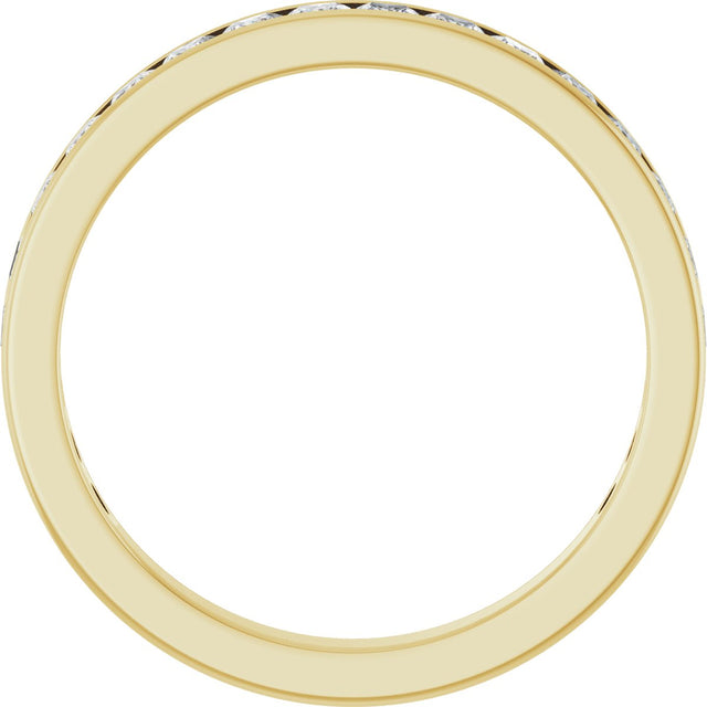 14K Gold Square Natural Diamond Channel-Set Anniversary Band – 3x3 mm Stones (3 5/8 CTW) - Yellow Gold - view 2