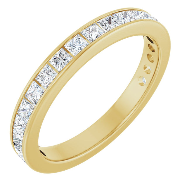 14K Gold Square Natural Diamond Channel-Set Anniversary Band – 2.5x2.5 mm Stones - Yellow Gold