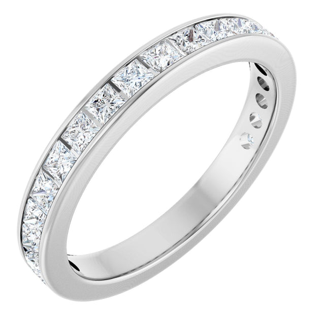 14K Gold Square Natural Diamond Channel-Set Anniversary Band – 2.5x2.5 mm Stones - White Gold