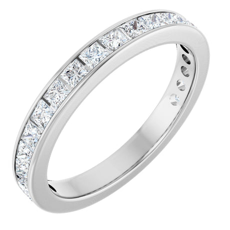14K Gold Square Lab-Grown Diamond Channel-Set Anniversary Band – 2.5x2.5 mm Stones - White Gold