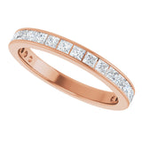 14K Gold Square Natural Diamond Channel-Set Anniversary Band – 2.5x2.5 mm Stones - Rose Gold - view 5