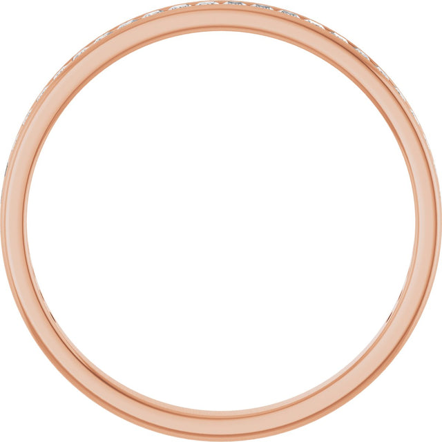14K Gold Square Natural Diamond Channel-Set Anniversary Band – 1.5x1.5 mm Stones (3/4 CTW) - Rose Gold - view 2