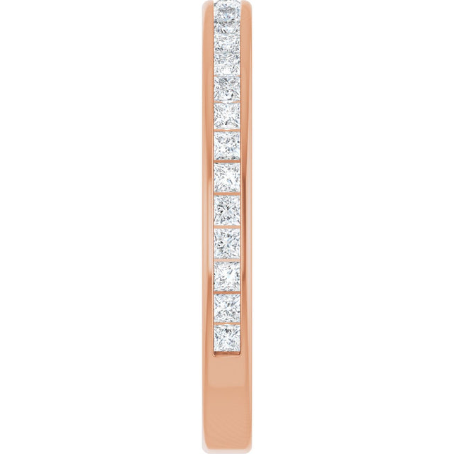 14K Gold Square Natural Diamond Channel-Set Anniversary Band – 1.5x1.5 mm Stones - Rose Gold - view 4