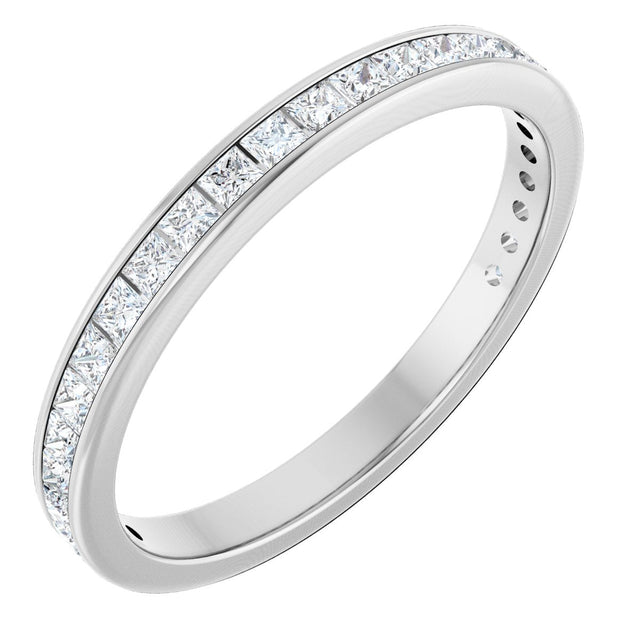 14K Gold Square Lab-Grown Diamond Channel-Set Anniversary Band – 2x2 mm Stones - White Gold