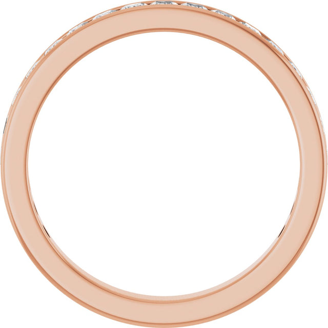 14K Gold Square Lab-Grown Diamond Channel-Set Anniversary Band – 2.25x2.25 mm Stones - Rose Gold - view 2