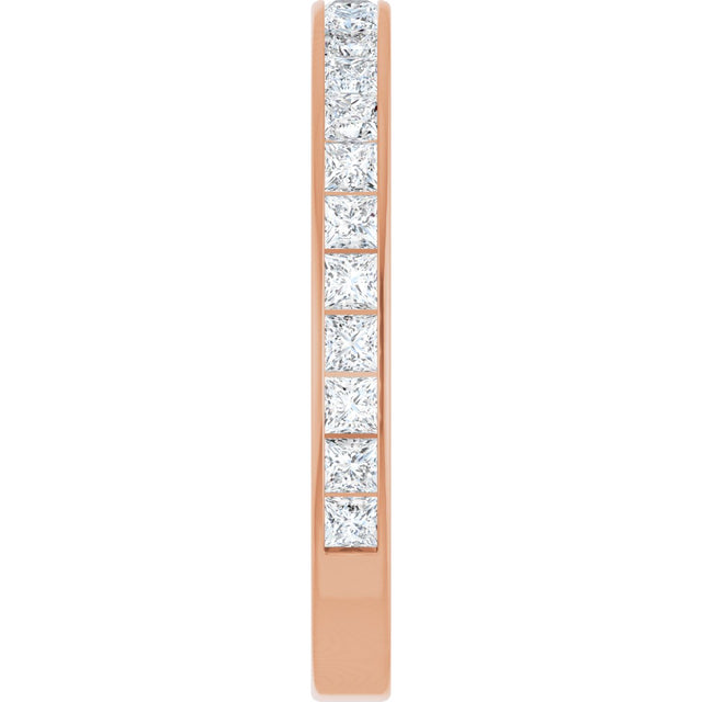 14K Gold Square Natural Diamond Channel-Set Anniversary Band – 2.5x2.5 mm Stones - Rose Gold - view 4