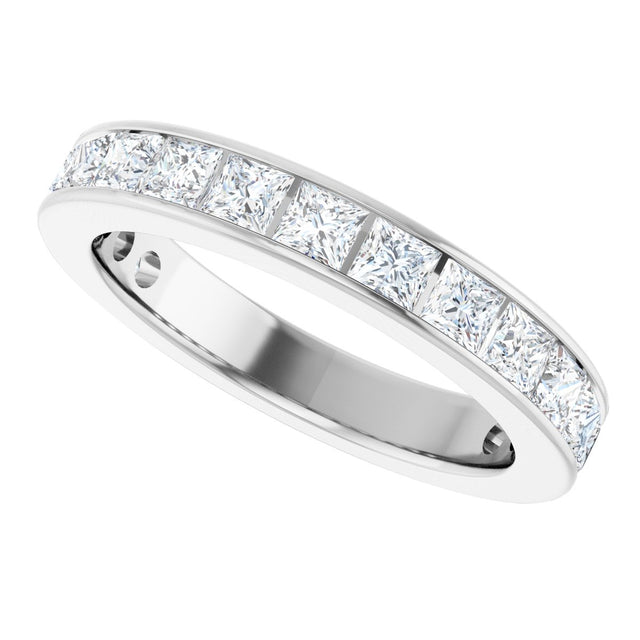 14K Gold Square Lab-Grown Diamond Channel-Set Anniversary Band – 3x3 mm Stones - White Gold - view 5