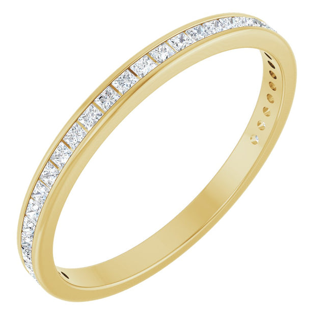 14K Gold Square Lab-Grown Diamond Channel-Set Anniversary Band – 1.5x1.5 mm Stones (3/4 CTW) - Yellow Gold