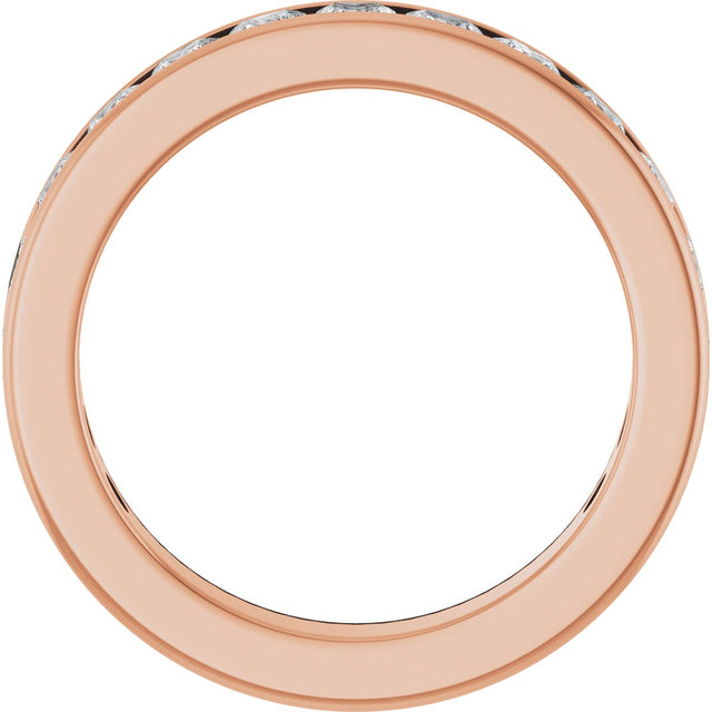 14K Gold Square Natural Diamond Channel-Set Anniversary Band – 2.5x2.5 mm Stones - Rose Gold - view 2