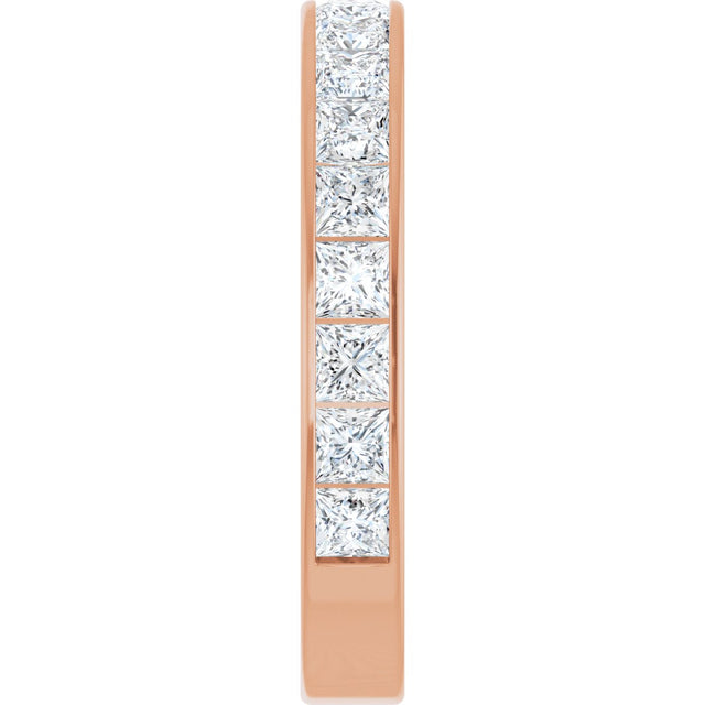 14K Gold Square Lab-Grown Diamond Channel-Set Anniversary Band – 3x3 mm Stones - Rose Gold - view 4