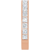 14K Gold Square Natural Diamond Channel-Set Anniversary Band – 3x3 mm Stones - Rose Gold - view 4